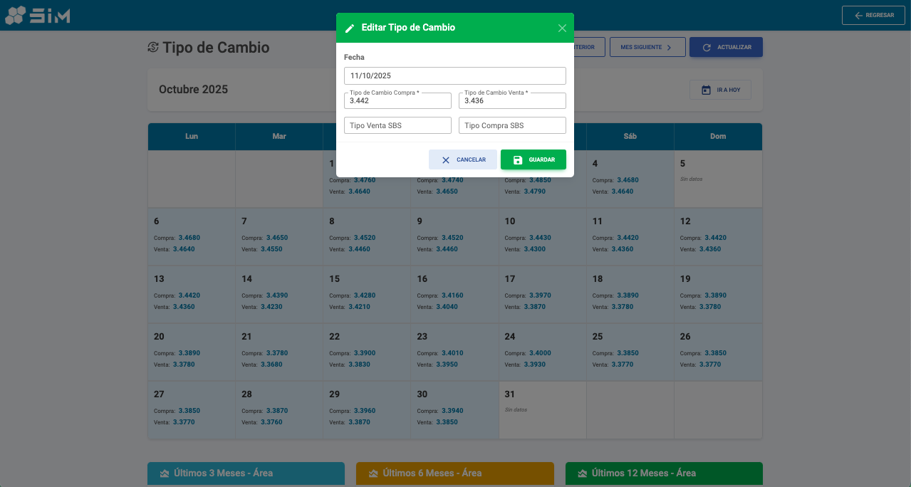 Tipo de Cambio SIM ERP